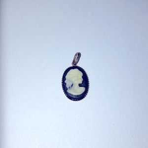 Small Delicate Black and white Cameo Pendant